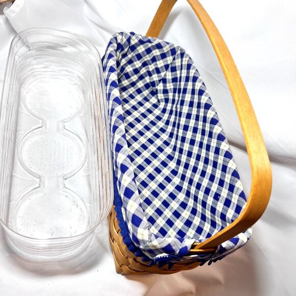 Longaberger 2003- Blue Ribbon Collection Canning Basket-Blue/White/Plastic-Plaid - Picture 9 of 16